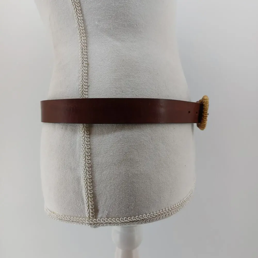 Talbots Italian Saddle Leather Belt Brown Wicker L